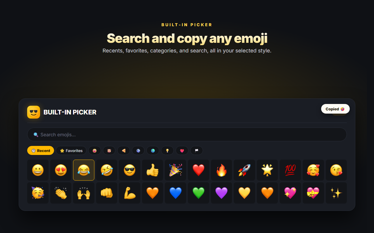 Built-in emoji picker