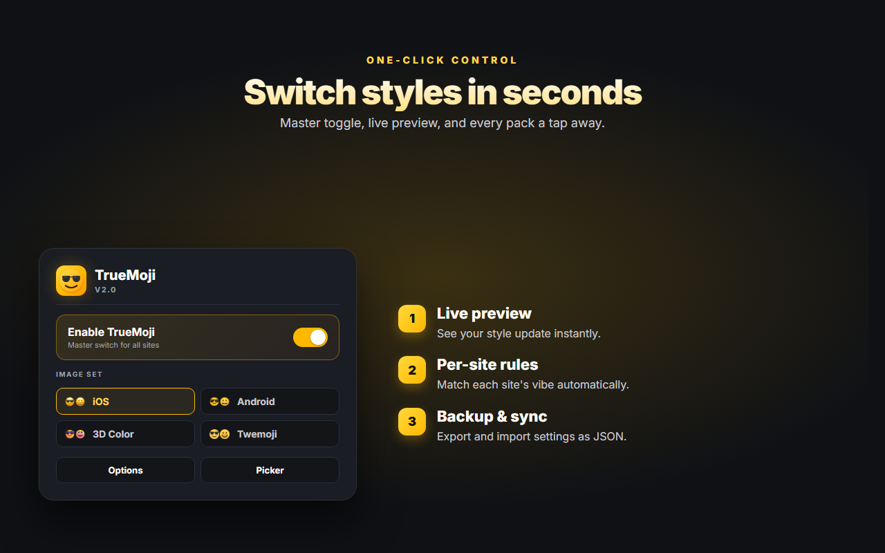 Quick switch popup